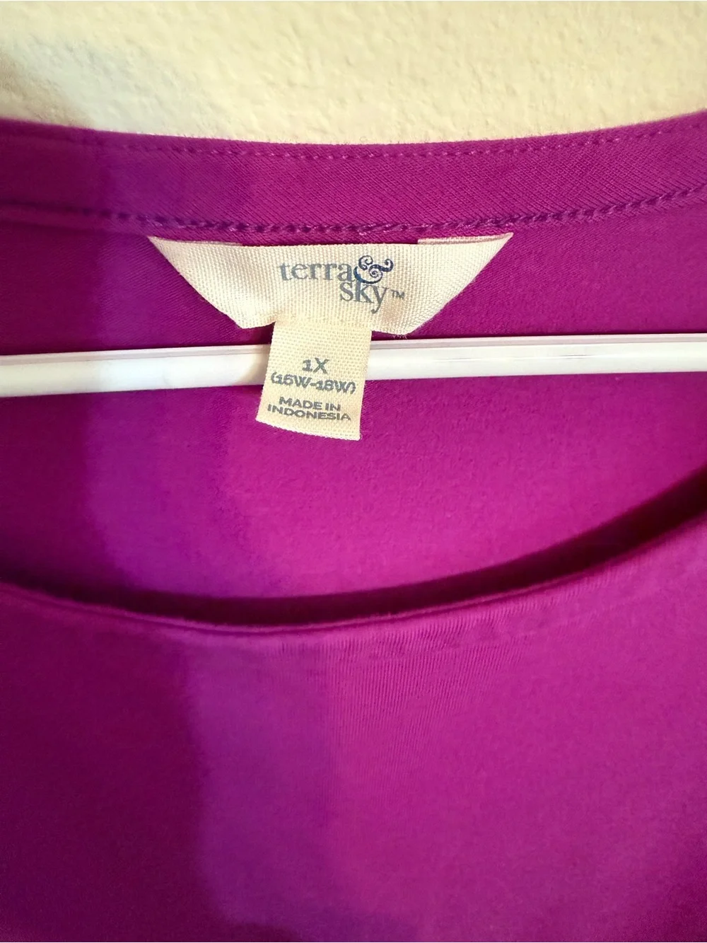 Women's Terra & Sky Short Sleeve T shirt Dress Magenta 1X - Picture 2 of 5